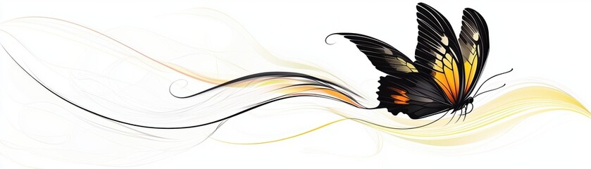 Obraz premium A beautifully illustrated butterfly with flowing lines, symbolizing grace and transformation in nature, perfect for artistic designs.