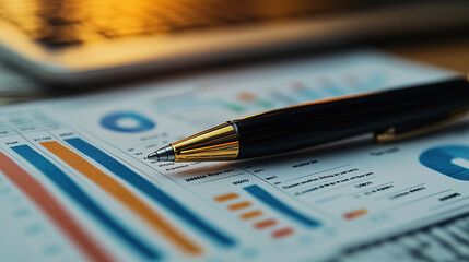 Fototapeta premium financial charts with graphs, a calculator in the background