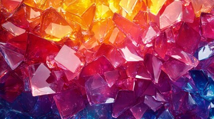 A Close-Up of Multicolored Shiny Crystalline Shapes