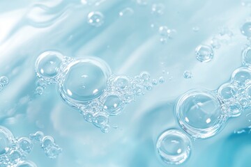 Hyaluronic acid serum texture. Beauty skin care liquid gel background. Clear cosmetic cream with bubbles closeup , ai