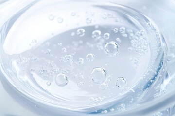 Hyaluronic acid serum texture. Beauty skin care liquid gel background. Clear cosmetic cream with bubbles closeup , ai