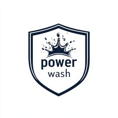 Obraz premium Logo design featuring a crown and water splashes for a power washing service.