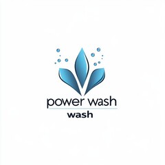 Fototapeta premium Logo design featuring a water droplet and leaf motif for a washing service.