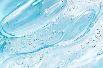 Hyaluronic acid serum texture. Beauty skin care liquid gel background. Clear cosmetic cream with bubbles closeup , ai
