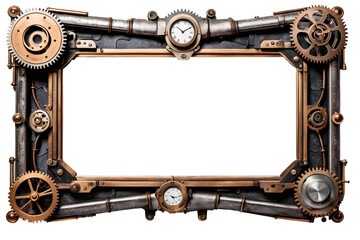 Fototapeta premium Steampunk border frame PNG transparent background