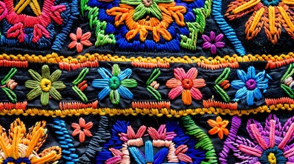 Indigenous textile closeup abstract background of indigenous woven textile from Mexico - Generative AI