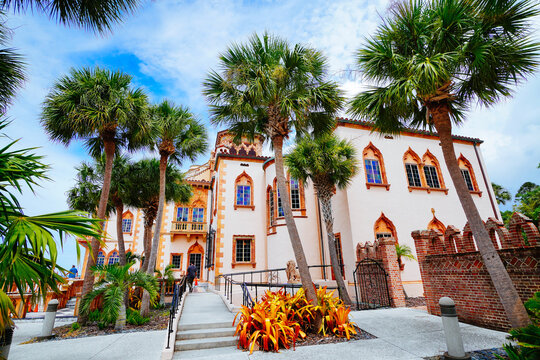 Sarasota, Florida, USA - 09 08 2024: The landscape of The John and Mable Ringling Museum of Art