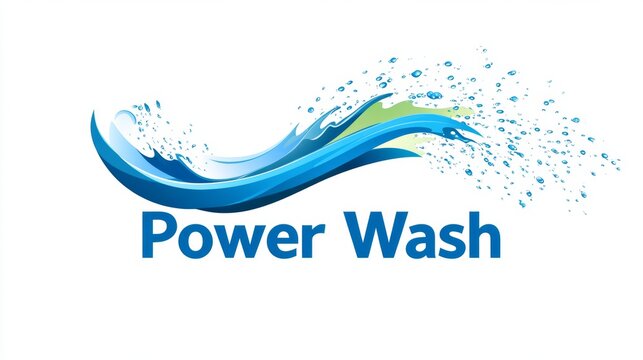 Logo design featuring waves and splashes for a power washing service.