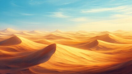 Naklejka premium Golden Sand Dunes Under a Clear Blue Sky