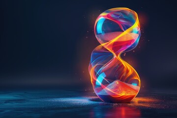 Obraz premium Abstract hourglass with glowing, vibrant, colored sand, symbolizing the passage of time.