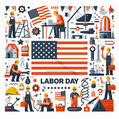 A colorful poster with a man working on a construction site