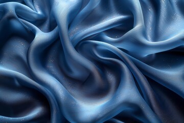 Elegant blue silk fabric wallpaper with wavy design for minimalistic advertising background