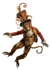 Fototapeta premium PNG Whimsical monkey in Victorian attire