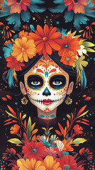 A beautifully designed Dia de Los Muertos