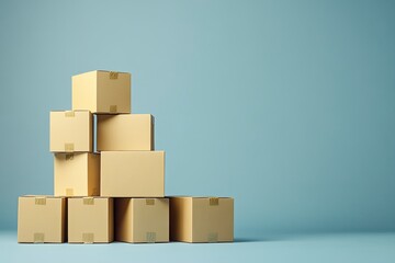 Obraz premium stacked cardboard boxes on a plain isolated, symbolizing logistics and packaging , ai