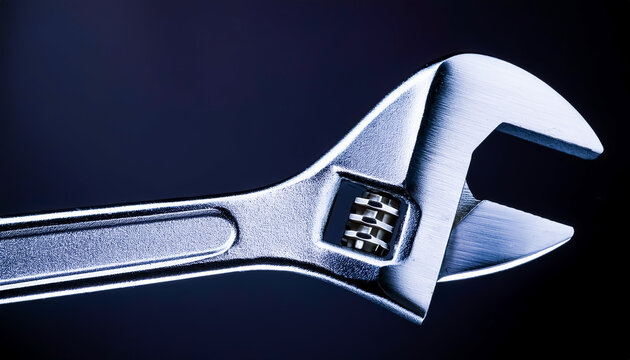 Tool, spanner, hexagon, monkey wrench, turning, work, mechanic, manufacturing, factory, black background, close-up