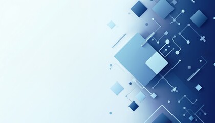 Fototapeta premium An abstract tech-inspired background with white and blue digital elements floating in space, ideal for modern and tech-themed presentations.
