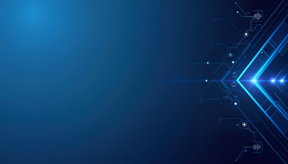 Fototapeta premium A futuristic blue abstract background with glowing light beams and sharp edges, ideal for technology and sci-fi themed presentations.