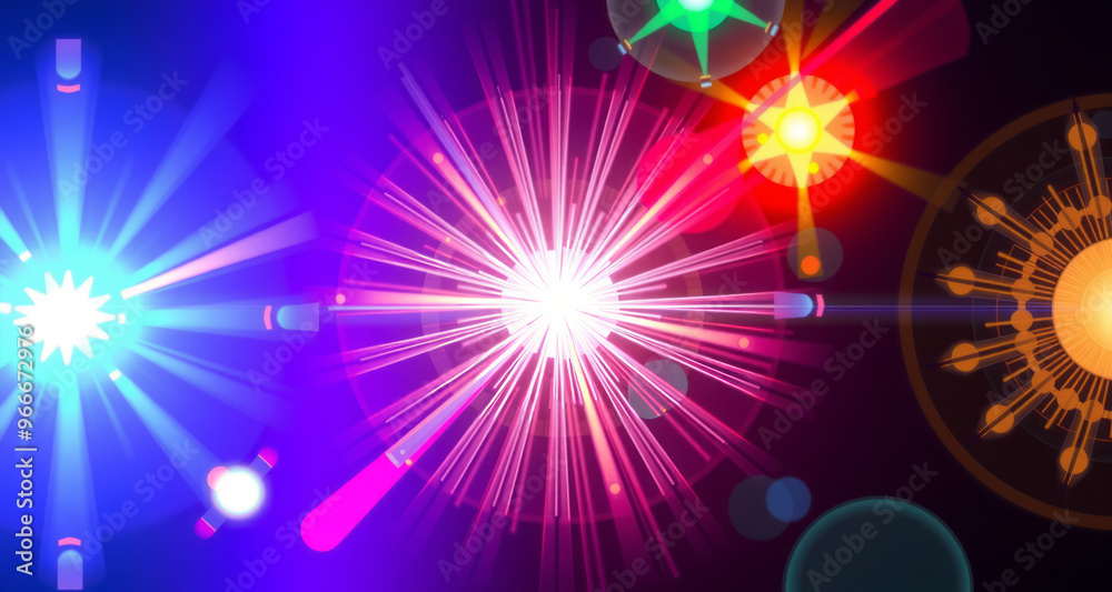 Wall mural vibrant array of colorful lights on a black background, creating a vivid and eye-catching display. l