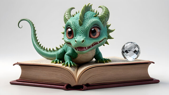 basilisk with hypnotic eyes,  peeking from a spellbook, spellbound expression, scaly, mesmerizing, 