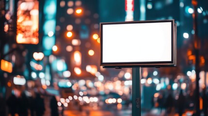 Blank Billboard in the city with blurred background