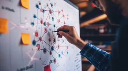Man Drawing Diagram on Whiteboard