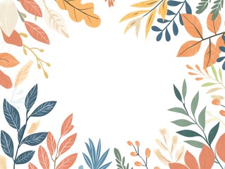 Obraz premium Abstract autumn leaves frame, geometric pattern, modern design, bold fall colors, isolated on white background