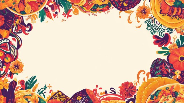 Mexican Fiesta: Vibrant Traditional Dishes and Marigold Frame