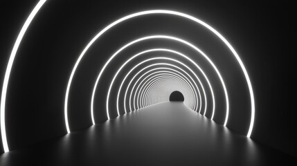 Fototapeta premium Illuminated Futuristic Tunnel with Geometric Architectural Design