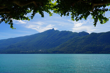 Day view of Aix-Les-Bains in summer, a resort spa town on Lac du Bourget lake in Savoie, Alps,...