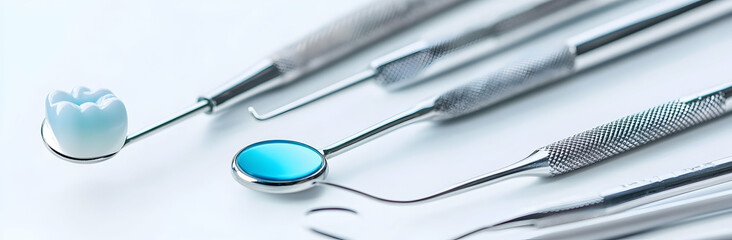 Dental tools on a white background   