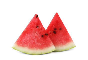 Two fresh watermelon slices isolated on white