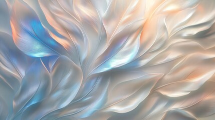 Obraz premium Abstract Pattern of Delicate White Feathers with Iridescent Hues