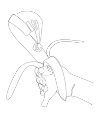 One continuous line of Santa Claus hat with banana. Thin Line Illustration vector concept. Contour Drawing Creative ideas.