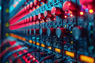 Telecommunications center featuring network switches, server racks, and cloud technology solutions