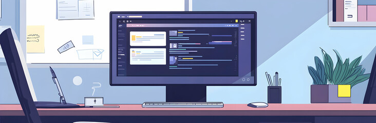 Obraz premium Panorama banner of startup UX developer or company employee design user interface or UI prototype for mobile application or website software with software display on laptop monitor in office 