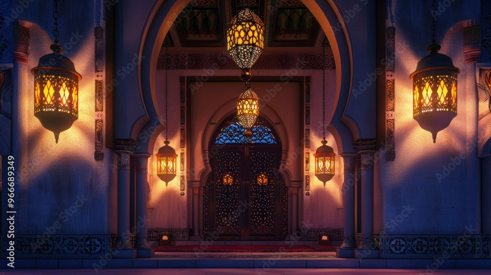 Wall mural Illuminated Entrance of an Arabian Palace