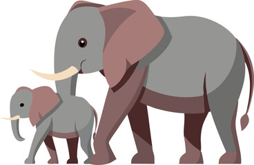 Obraz premium A baby elephant is walking next to a larger elephant