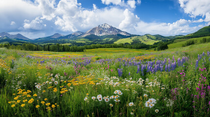 lush green meadow  filled with wildflowers