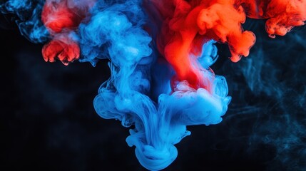 Abstract Art with Blue and Red Swirls in a Dark Background