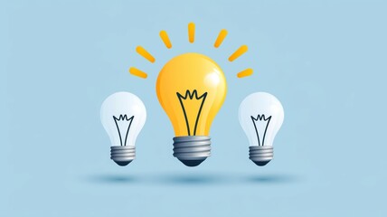 Three light bulbs are lit up, with one of them being the brightest