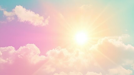 Bright sunbeams painting sky in pastel shades