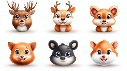 Fototapeta premium A set of animal faces with one of them being a bear