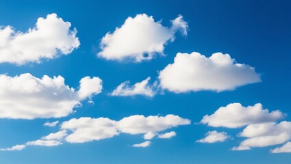 Clear Blue Sky with White Fluffy Clouds on a Sunny Day
