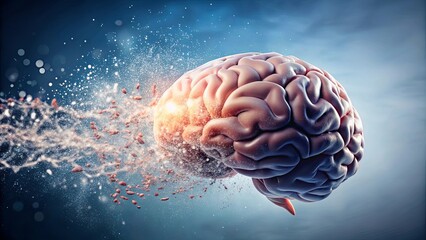 Fototapeta premium Brain fading into surroundings symbolizing loss of mental function, epilepsy, tumor