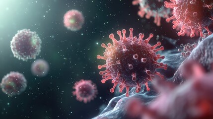 Close up of bacteria and virus cells. Biology, Science medicine background
