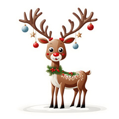 Fototapeta premium christmas reindeer with ornaments