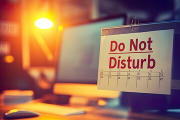 Sign indicating "Do Not Disturb" in an office setting.