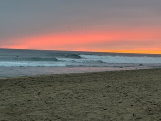 Great waves and sunset