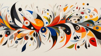 Abstract Art with Swirling Shapes and Vibrant Colors